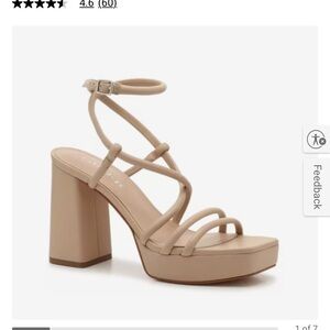 Marc Fisher Nude Strappy Block Heel Godea Sandals